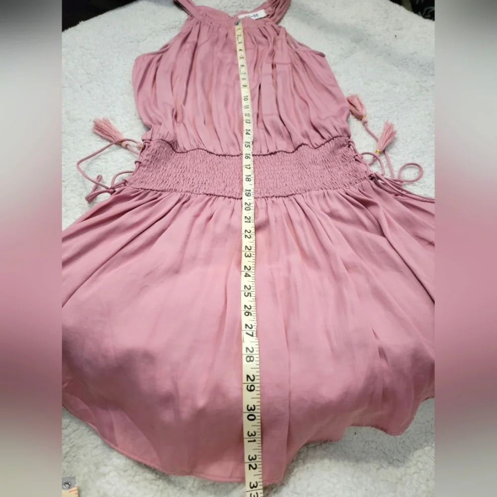 DO+BE high neck silky pink dress. NWOT Elastic waist, tie down the sides - Picture 10 of 11